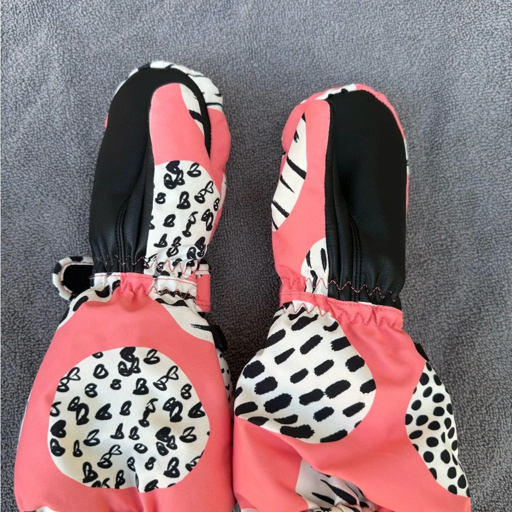 Burton Pink and White Patterned Kids Snow Mittens